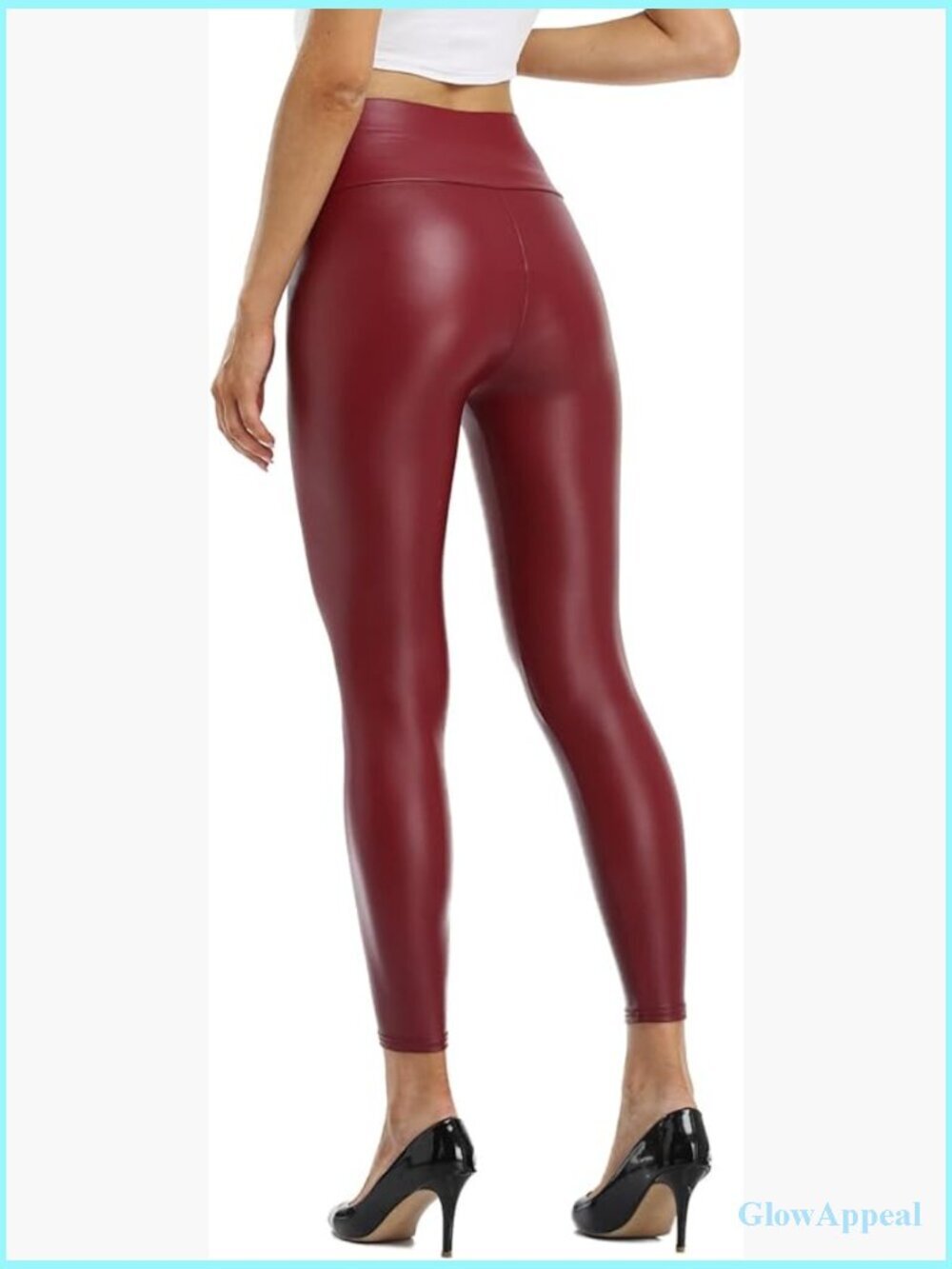 Faux Leather Leggings High Waisted PU Pleather Pants Tights Stretch